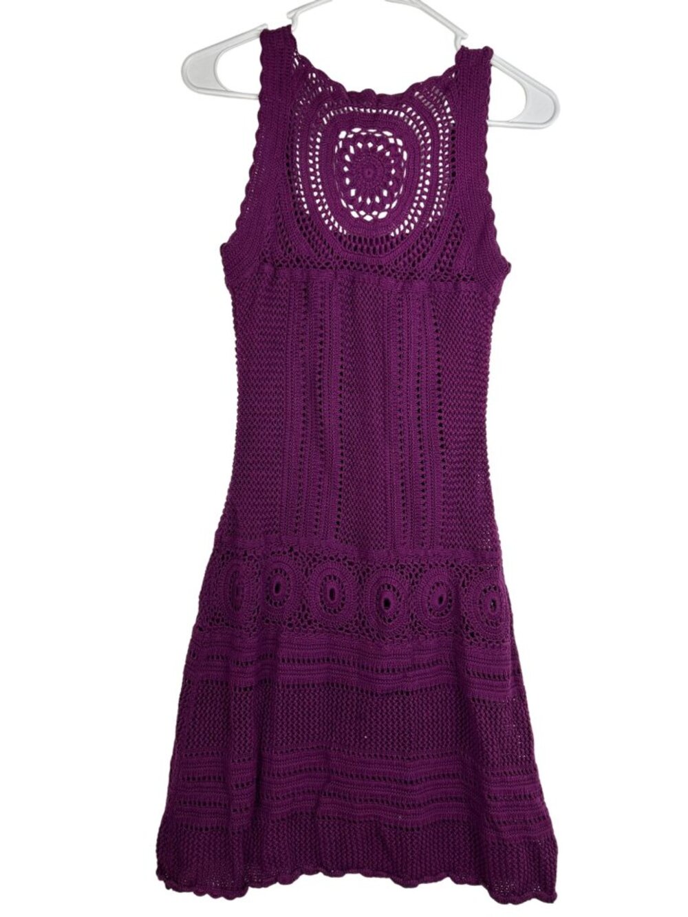 Athleta Dress Women's S Purple Cotton Blend Crochet Knit Sleeveless Casual Wear - Picture 2 of 13